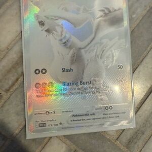 Holographic Pokémon Card with Silver Accents 173/086 Black White Rare ReshiramEX